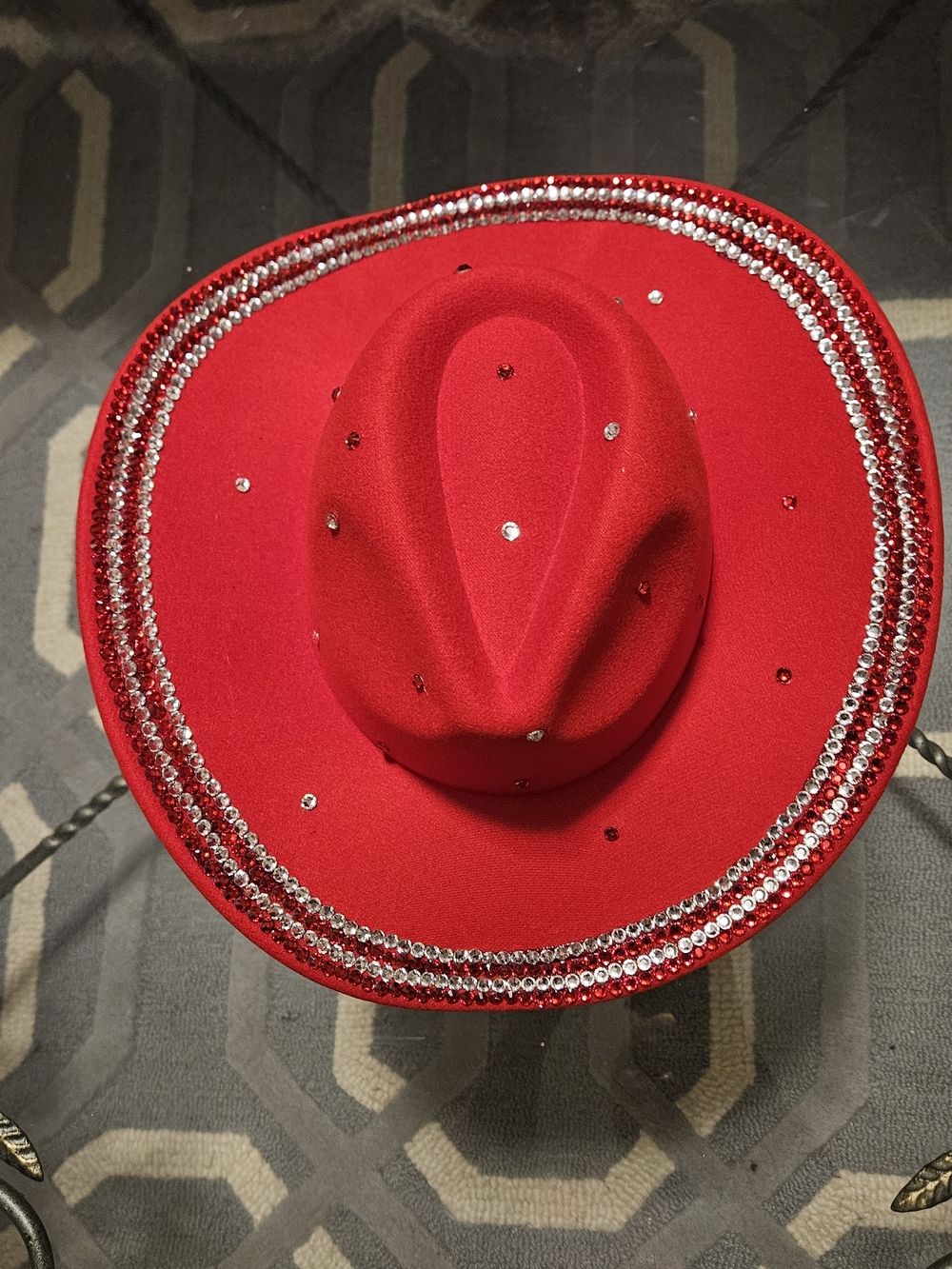 ***NWT***Red Rhinestone Embellished Cowboy Hat